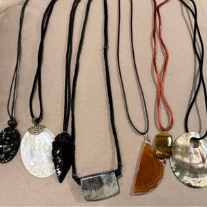 7 Assorted Statement Necklaces with Organic Pendants